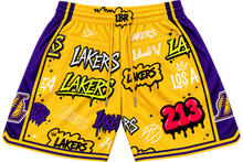 Load image into Gallery viewer, Lakers Graffiti Basketball Shorts 💜💛